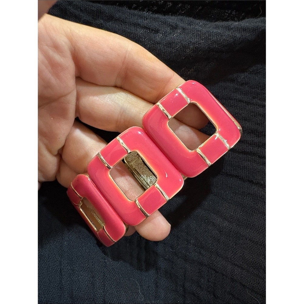 Unbranded Square Link Bracelet Womens OS Pink Like New Enamel Stretch Geometric